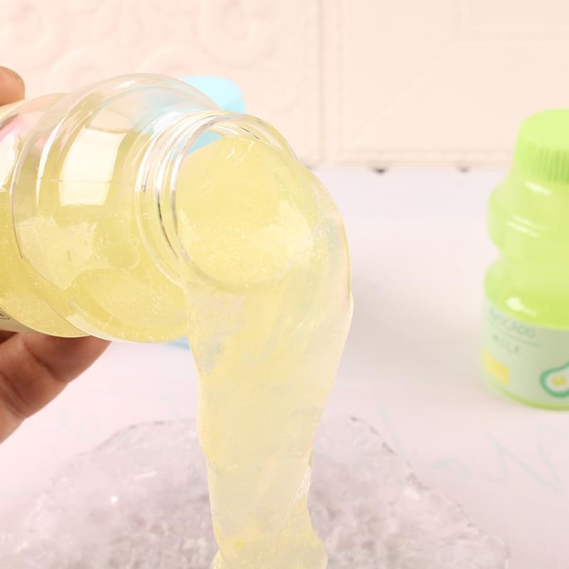 Clear Strawberry Jelly Slime - Fluffy, Stretchy, Crunchy Bubble Slime Soft Putty Stress Relief Toy Party Favors Super Light Favor Gift and Birthday (B-Pink)
