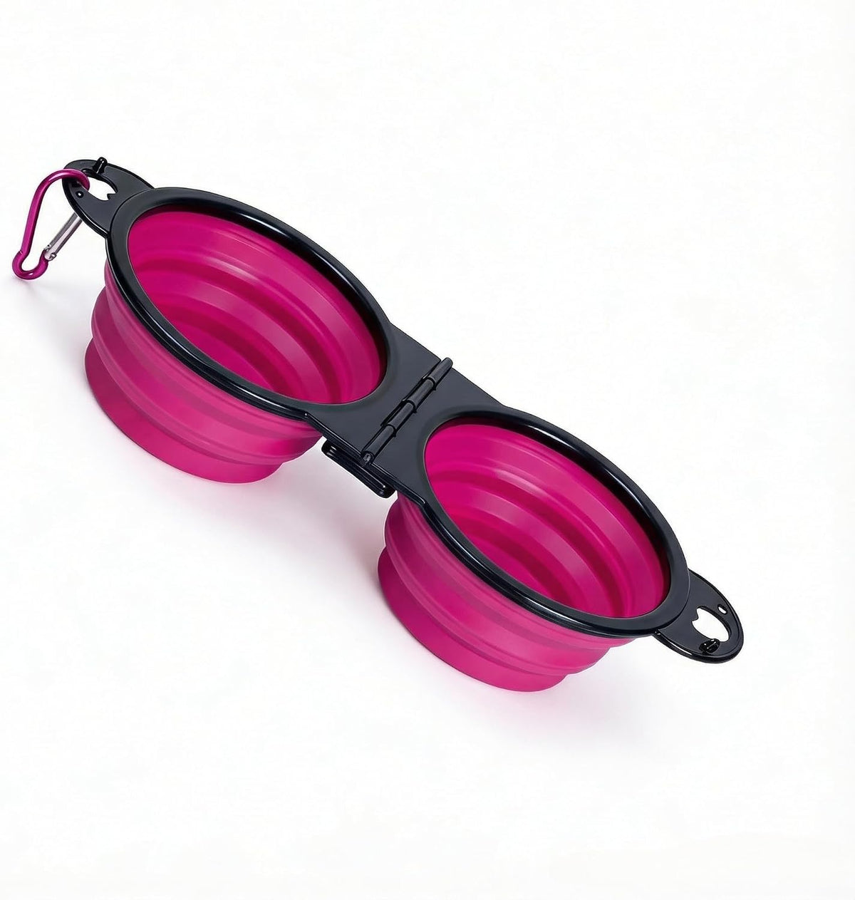 Double Collapsible Dog Bowls for Travel, Food and Water Set with Clip, Pink