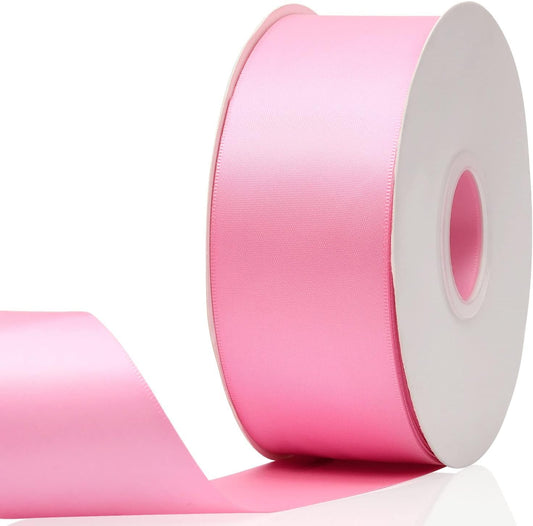 2" x 50 Yards Peach Pink Double Faced Satin Ribbon,Solid Color High Density Fabric Ribbon Rolls,Great for Gift Wrapping,Sewing,Crafts,DIY Bows and Christmas,Wedding,Party Decoration