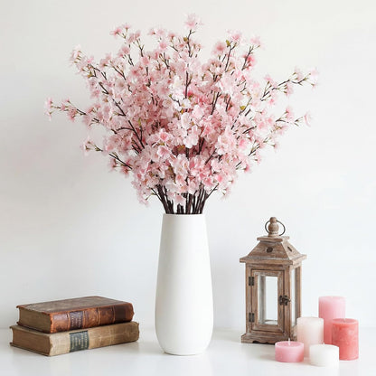 8 Pcs Cherry Blossom Silk Branches Long Stem Vase, Pink, 43.3"