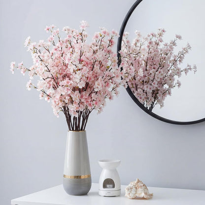8 Pcs Cherry Blossom Silk Branches Long Stem Vase, Pink, 43.3"