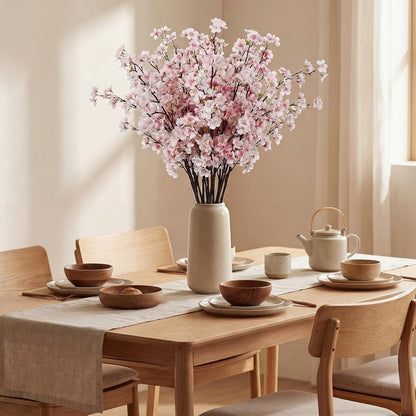 8 Pcs Cherry Blossom Silk Branches Long Stem Vase, Pink, 43.3"