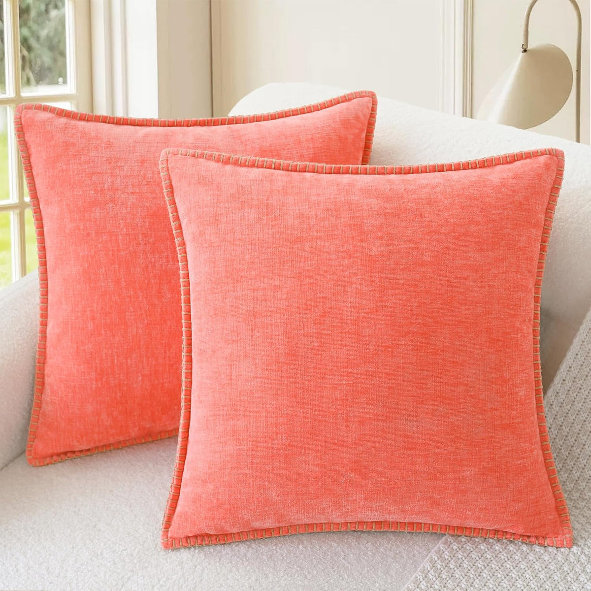Decorative Couch Throw Pillow Covers 20 X 20 Inches Living Coral