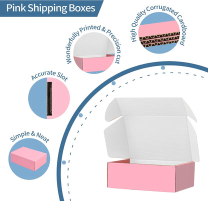 28 Pack 9x6x3 inches Pink Shipping Boxes for Small Business, Small Corrugated Cardboard Gift Box for Mailing,Shipping,Storing,Christmas Gifts Wrapping