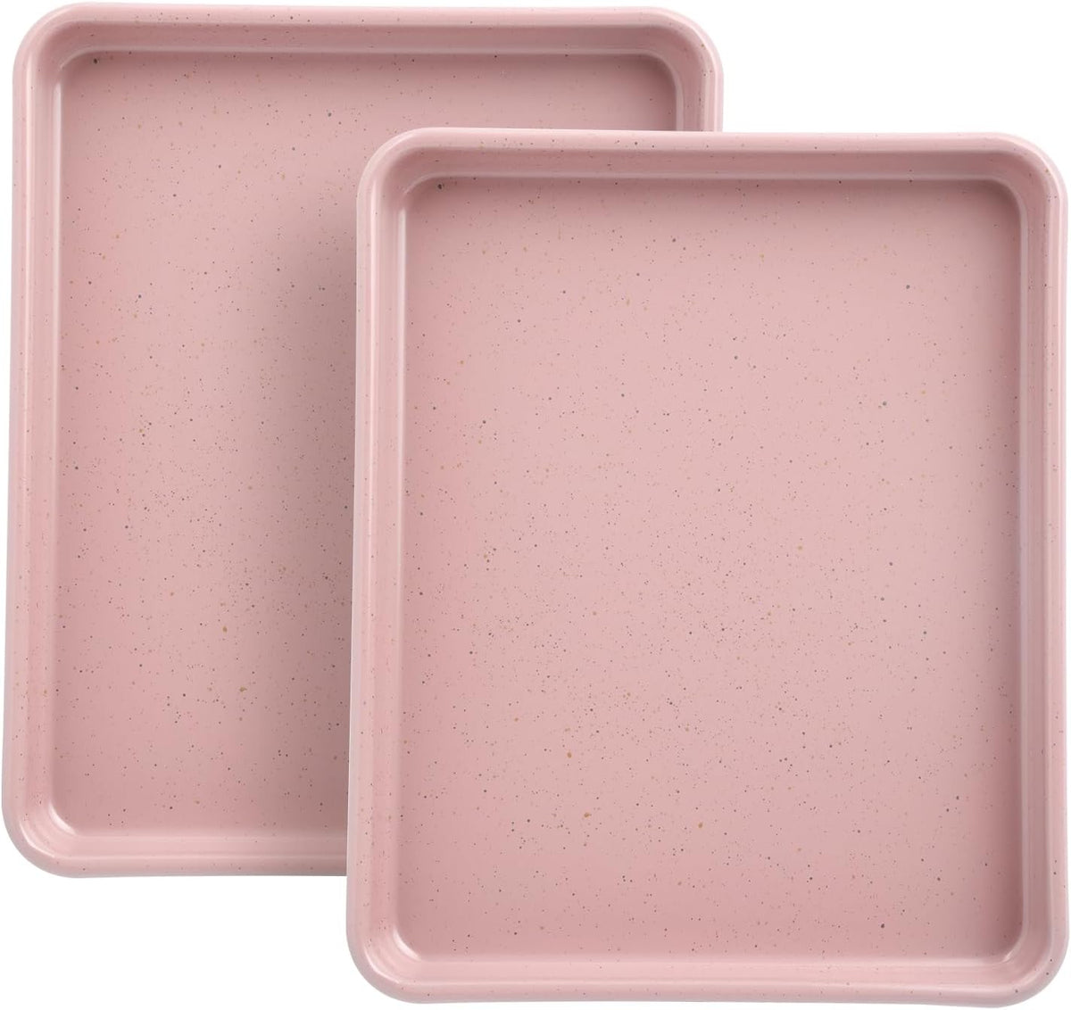 Toaster Oven Pans Set of 2, 11-Inch Nonstick Baking Sheet Pans and Trays, 1/8 Thicker Replacement Small Baking Tray Accessories for Cookie, Non Toxic and Easy Clean and Diswasher Safe, Pink