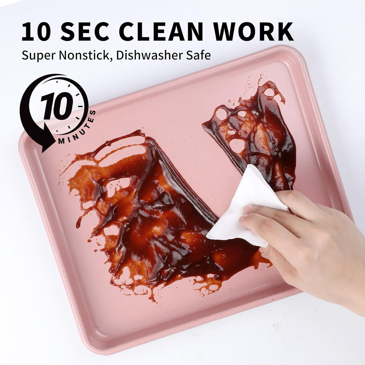 Toaster Oven Pans Set of 2, 11-Inch Nonstick Baking Sheet Pans and Trays, 1/8 Thicker Replacement Small Baking Tray Accessories for Cookie, Non Toxic and Easy Clean and Diswasher Safe, Pink