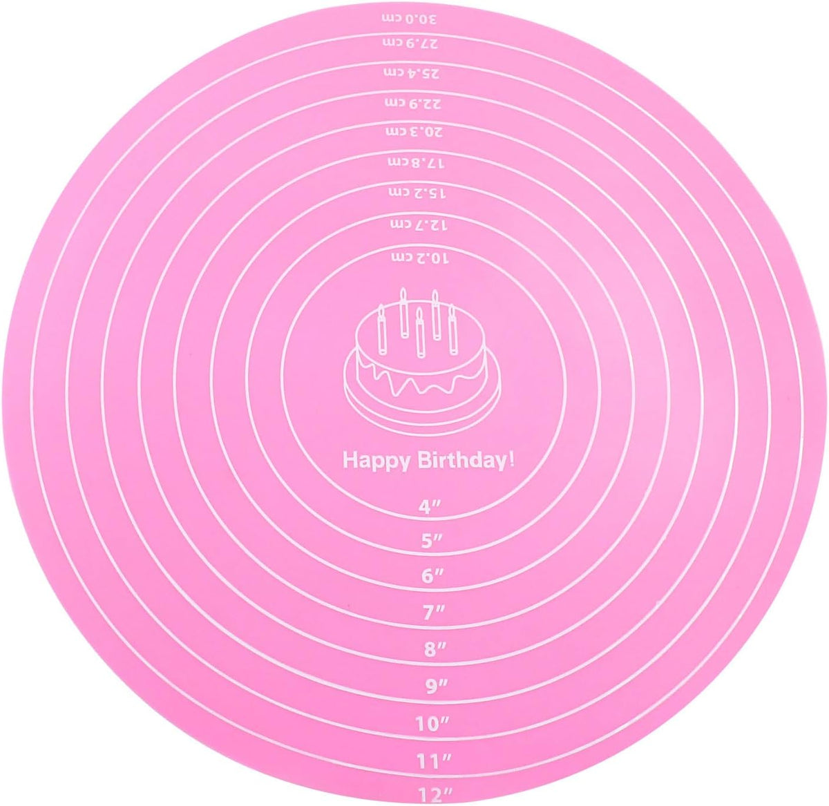 12 Inch Round Silicone Cake Mat, Pink