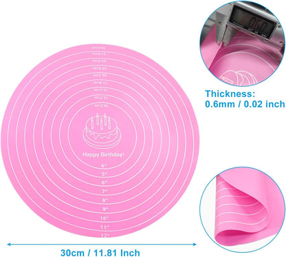 12 Inch Round Silicone Cake Mat, Pink