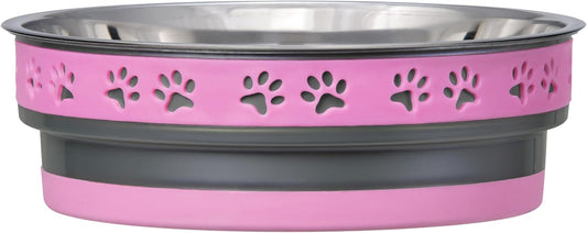Loving Pets Corsa Dog Bowls- Stainless Steel Dog & Cat Bowls - Spill Proof Dog Food Bowl, Cat Bowl, Puppy Essentials & Pet Supplies Great for Home & Travel (Medium 20-35 lbs, Fiery Pink)