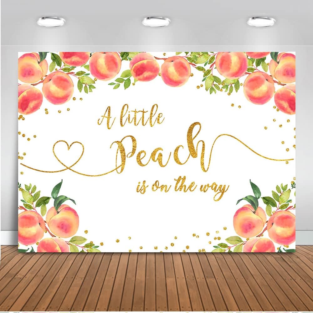 Sweet Peach Backdrop for Girl Baby Shower A Little Peach is On The Way Baby Shower Party Background Sweet Girl Princess Baby Shower Photography Background Cake Table Decoration (5x3ft)