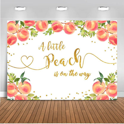 Sweet Peach Backdrop for Girl Baby Shower A Little Peach is On The Way Baby Shower Party Background Sweet Girl Princess Baby Shower Photography Background Cake Table Decoration (5x3ft)