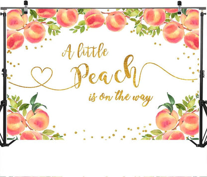 Sweet Peach Backdrop for Girl Baby Shower A Little Peach is On The Way Baby Shower Party Background Sweet Girl Princess Baby Shower Photography Background Cake Table Decoration (5x3ft)