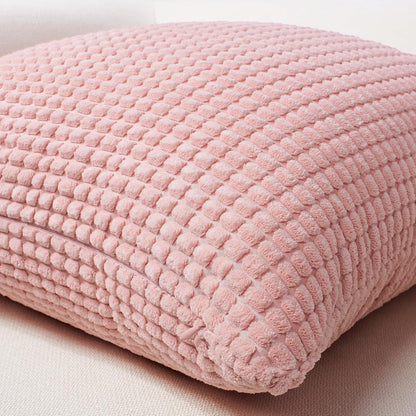 Corduroy Decorative Throw Pillow Covers 18x18, Set of 2, Pink