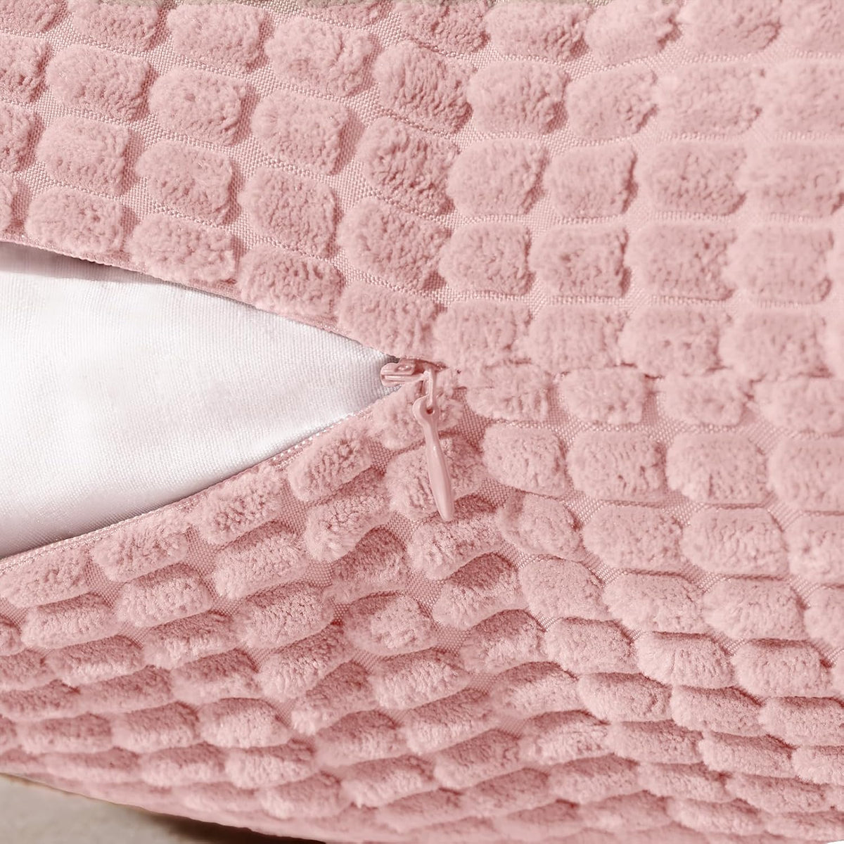 Corduroy Decorative Throw Pillow Covers 18x18, Set of 2, Pink