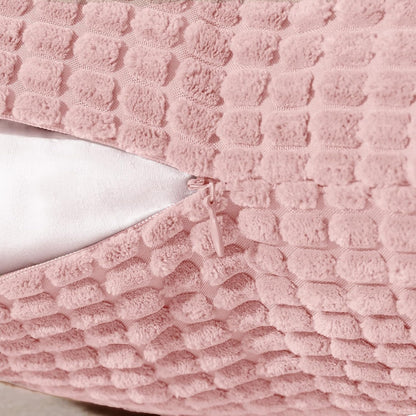 Corduroy Decorative Throw Pillow Covers 18x18, Set of 2, Pink