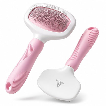 Slicker Brush for Dogs & Cats Deshedding Dog Brush for Long & Short Hair, Removes Undercoat, Mats & Tangles, Skin-Friendly Dog Grooming Comb for Shedding Control (Pink)