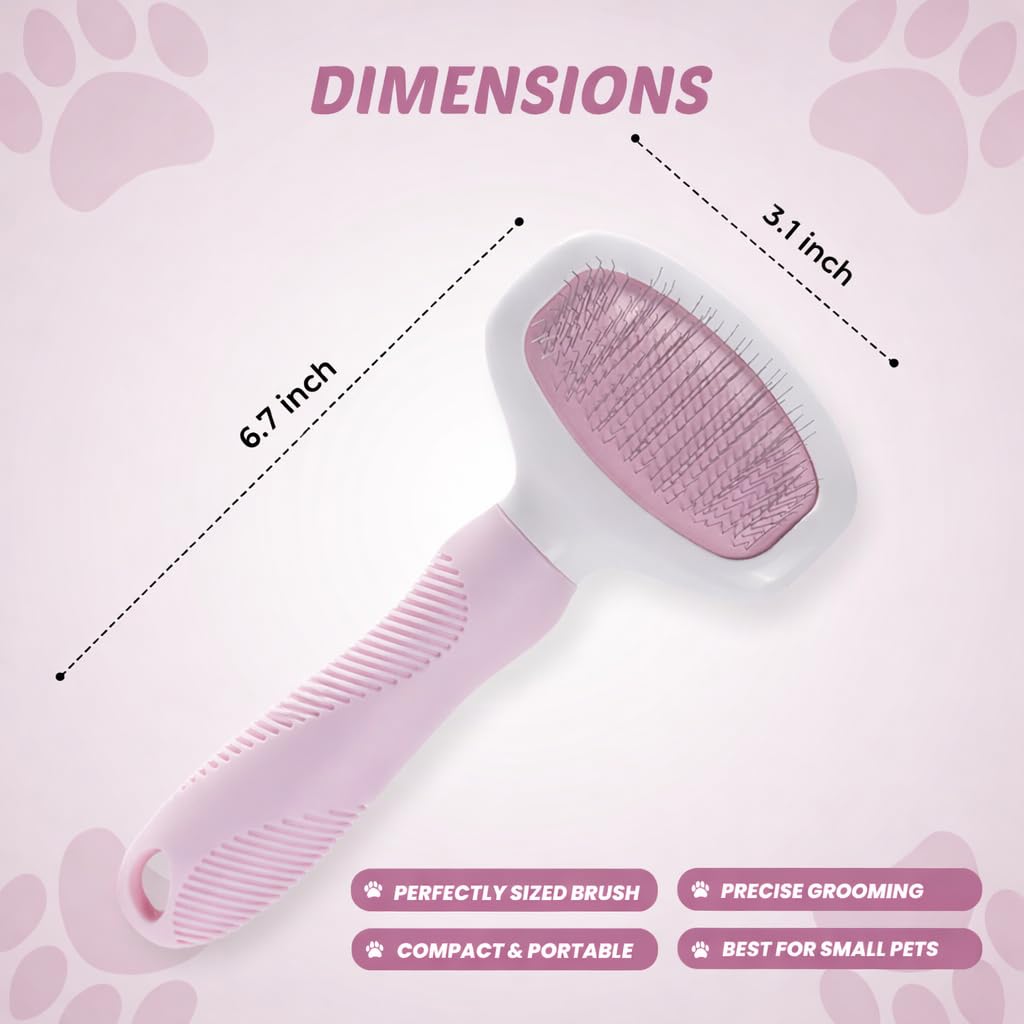 Slicker Brush for Dogs & Cats Deshedding Dog Brush for Long & Short Hair, Removes Undercoat, Mats & Tangles, Skin-Friendly Dog Grooming Comb for Shedding Control (Pink)