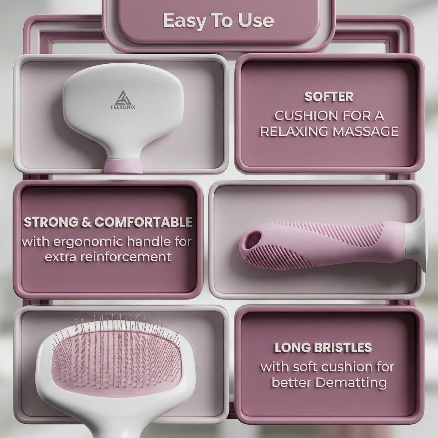 Slicker Brush for Dogs & Cats Deshedding Dog Brush for Long & Short Hair, Removes Undercoat, Mats & Tangles, Skin-Friendly Dog Grooming Comb for Shedding Control (Pink)