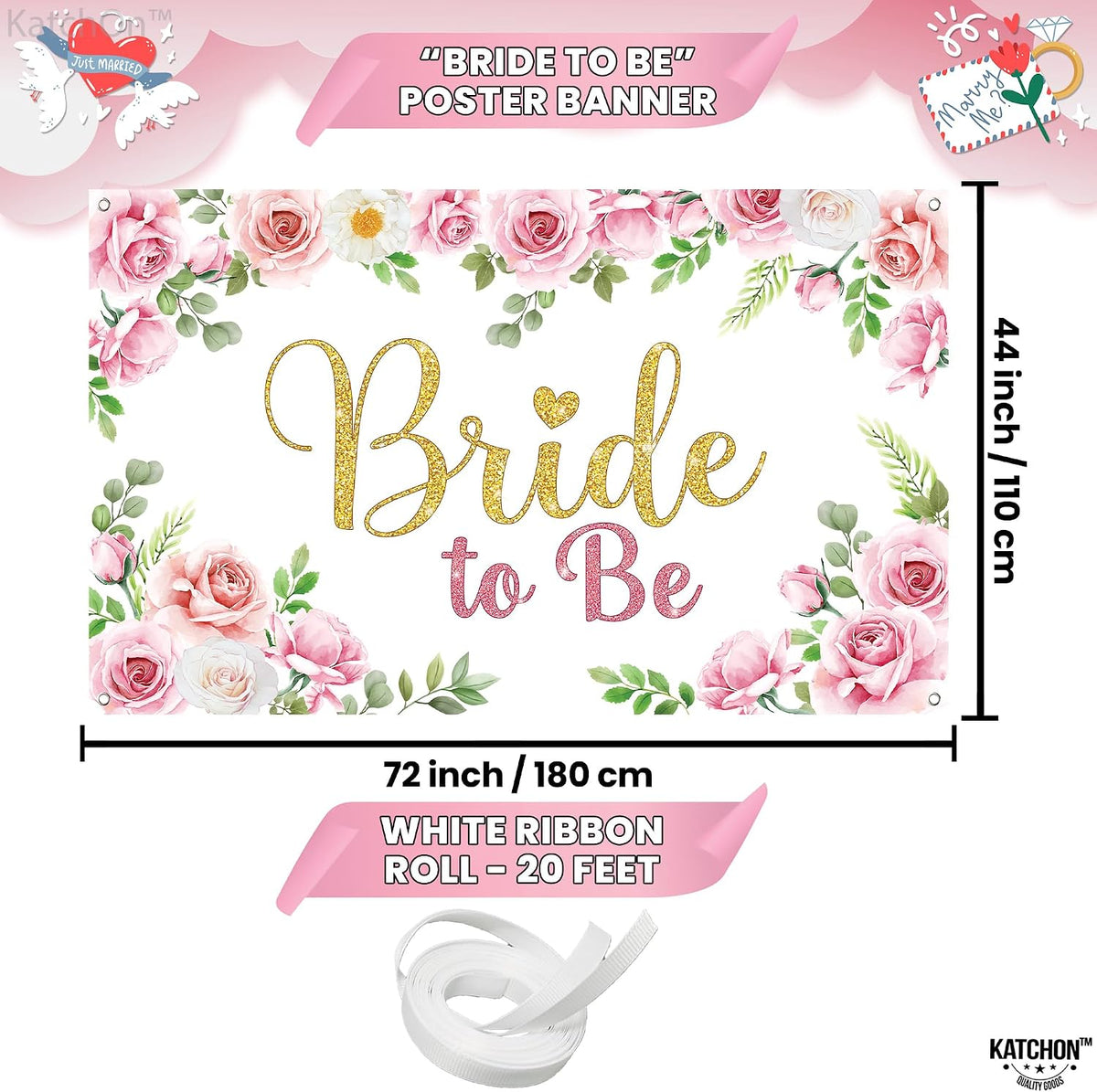 Pink Bride to Be Banner 72x44 Inch, Bachelorette Party Decorations