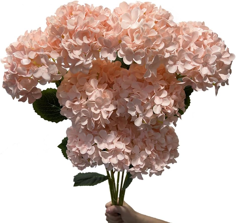 8pcs Pink Hydrangea Artificial Flowers 27.59" Large Realistic Single Long Stem Faux Silk Hydrangea Bouquets Flowers Arrangements Home Office Decor Wedding Centerpieces DIY