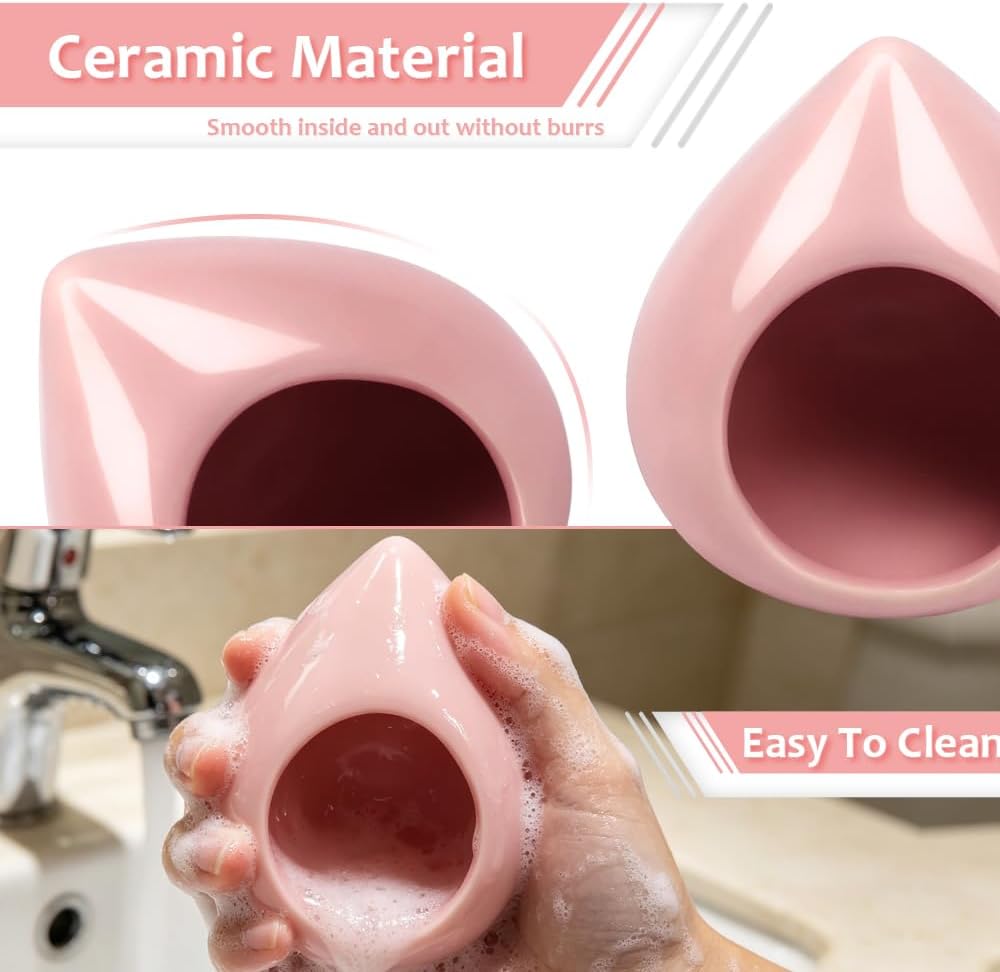 Ceramic Hamster House Cute Teardrop Shaped Cave Summer Cool Small Animal Hideout for Gerbil Mice Dwarf Hamster (Pink)