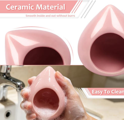 Ceramic Hamster House Cute Teardrop Shaped Cave Summer Cool Small Animal Hideout for Gerbil Mice Dwarf Hamster (Pink)