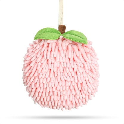 Chenille Bathroom Towels, Cute Hand Towels, Super Soft Water Absorbent Decorative Hand Towels with Hanging Loop Machine Washable Kitchen Towels, 7 X 7 Inches, Pink Peach
