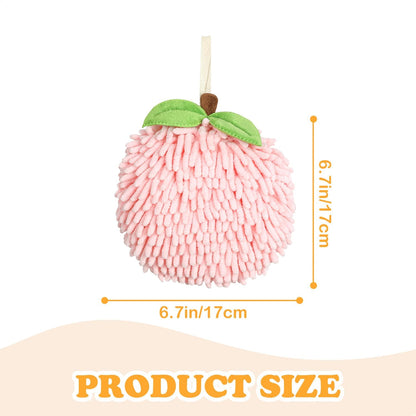 Chenille Bathroom Towels, Cute Hand Towels, Super Soft Water Absorbent Decorative Hand Towels with Hanging Loop Machine Washable Kitchen Towels, 7 X 7 Inches, Pink Peach