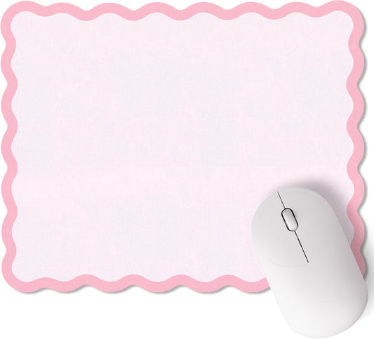 Cute Scalloped Mouse Pad Non-Slip Mousepad 9.8x7.9in,Pink