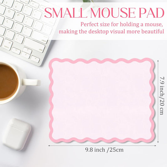 Cute Scalloped Mouse Pad Non-Slip Mousepad 9.8x7.9in,Pink