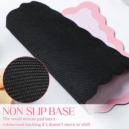 Cute Scalloped Mouse Pad Non-Slip Mousepad 9.8x7.9in,Pink