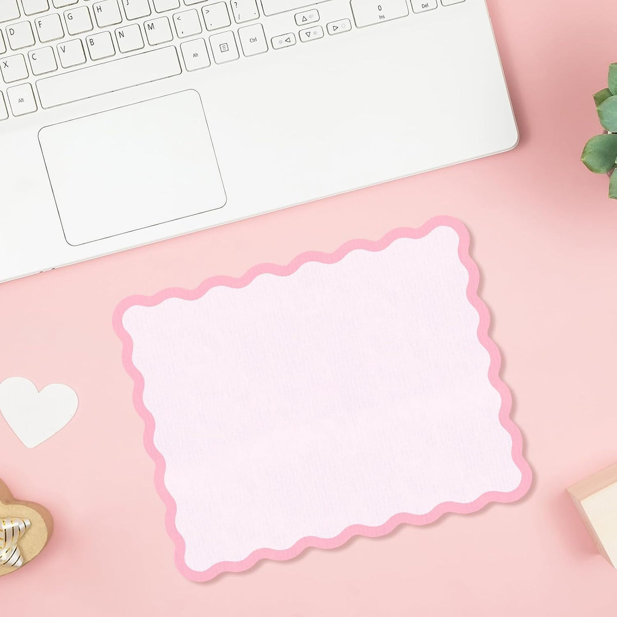 Cute Scalloped Mouse Pad Non-Slip Mousepad 9.8x7.9in,Pink
