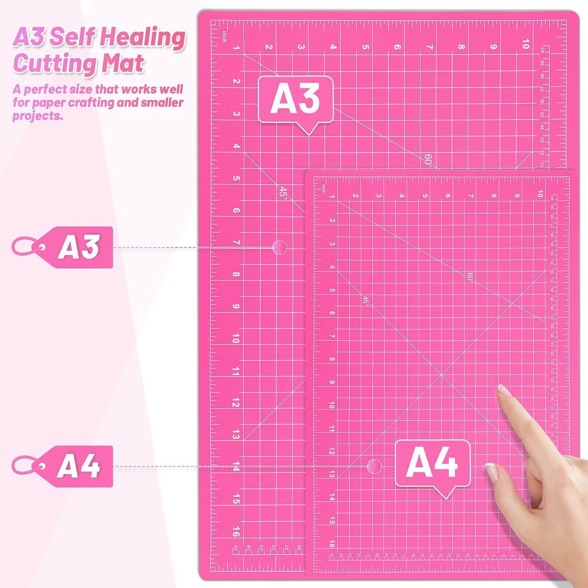 Self Healing Cutting Mat for Rotary Cutting, 17.8" x 11.9", Pink