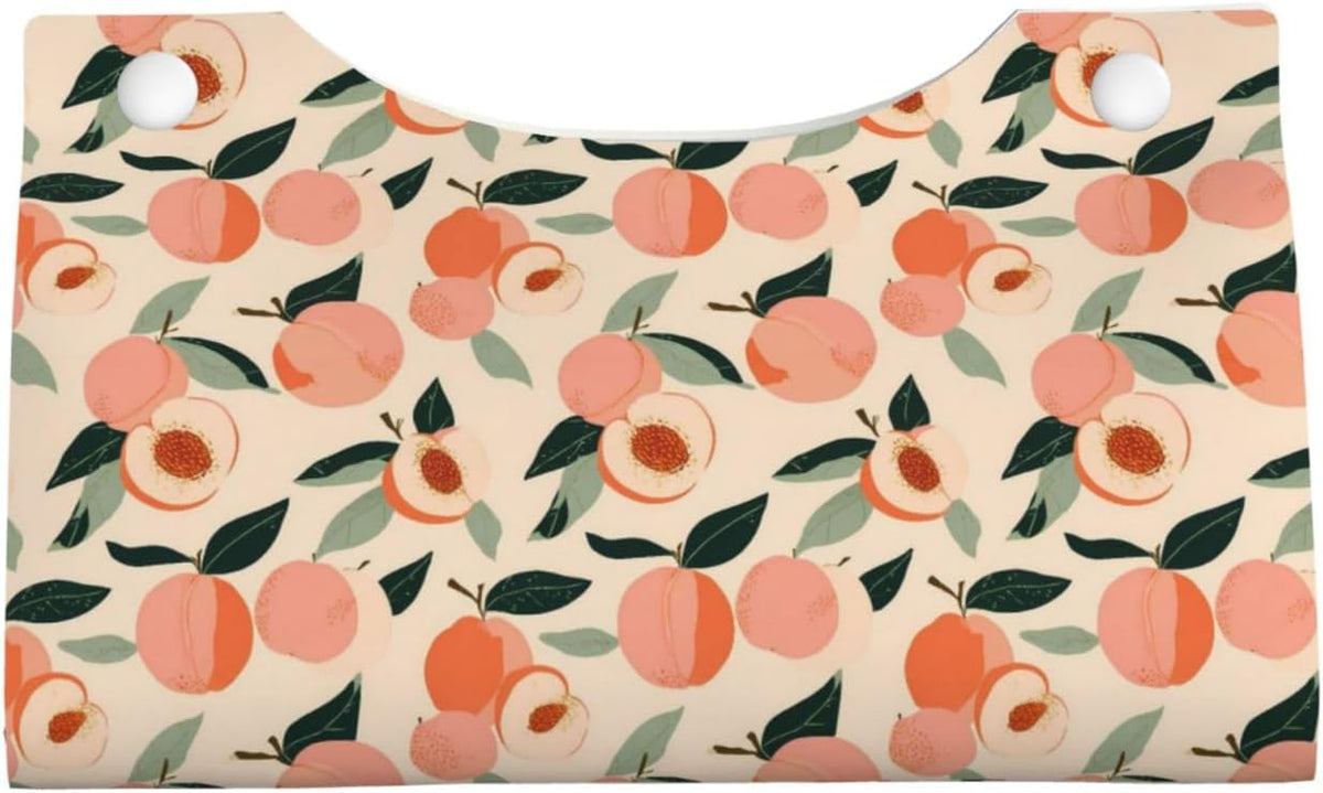 Peaches (3) Print Tissue Box Cover,Rectangular Pu Leather Tissue Holder for Bathroom Living Room Office