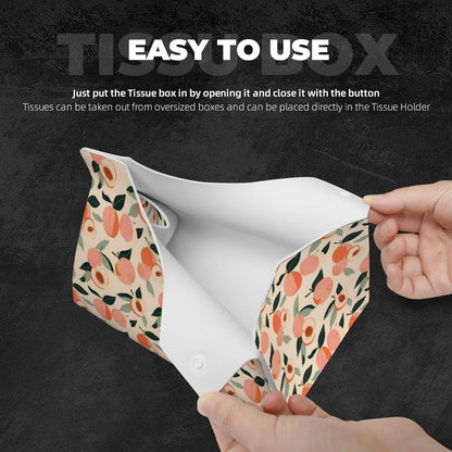 Peaches (3) Print Tissue Box Cover,Rectangular Pu Leather Tissue Holder for Bathroom Living Room Office