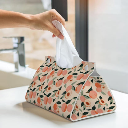 Peaches (3) Print Tissue Box Cover,Rectangular Pu Leather Tissue Holder for Bathroom Living Room Office