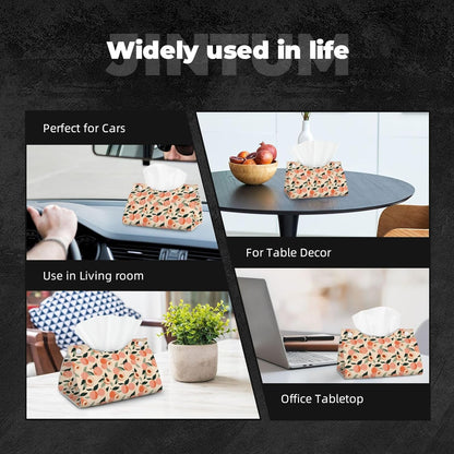 Peaches (3) Print Tissue Box Cover,Rectangular Pu Leather Tissue Holder for Bathroom Living Room Office