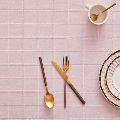 ZeeMart Linen Checked Round Table Cloth 60 Inch Pink