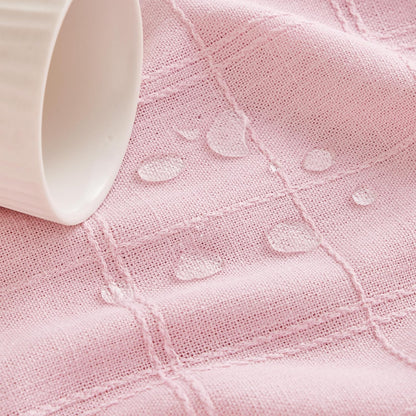 ZeeMart Linen Checked Round Table Cloth 60 Inch Pink