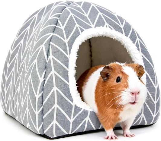 Guinea Pig Hideout Bed Dwarf Rabbit House Cave Accessories Cozy Hide-Out for Little Bunny Hedgehog Ferret Chinchilla&Other Small Animals (Grey)