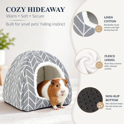 Guinea Pig Hideout Bed Dwarf Rabbit House Cave Accessories Cozy Hide-Out for Little Bunny Hedgehog Ferret Chinchilla&Other Small Animals (Grey)