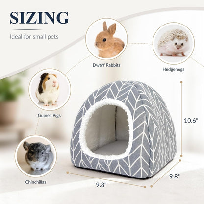 Guinea Pig Hideout Bed Dwarf Rabbit House Cave Accessories Cozy Hide-Out for Little Bunny Hedgehog Ferret Chinchilla&Other Small Animals (Grey)