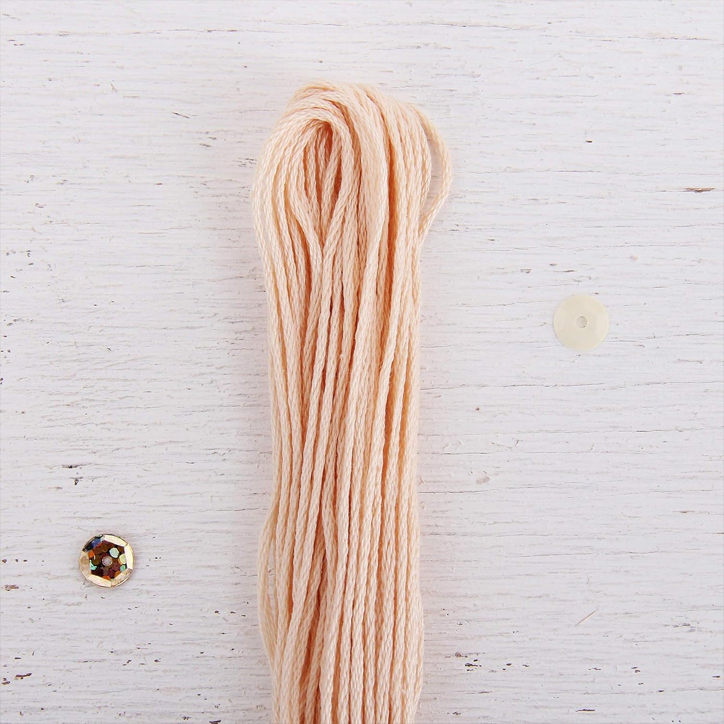 12 Skeins Cotton Embroidery Floss, Light Peach | Long fiber cotton embroidery floss for cross stitch, hand embroidery and bracelets. Six-strand floss separates easily.