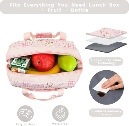 Insulated Lunch Bag for Women - Reusable Thermal Tote with 3-Layer Insulation, Leakproof & Easy to Clean - Lunch Box for Office, Gym, Picnic (Pink)