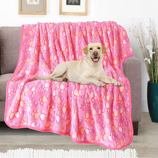 Upgraded Flannel Blankets for Large Dogs & Cats, Pink 50" x 40"