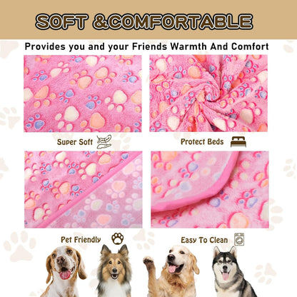 Upgraded Flannel Blankets for Large Dogs & Cats, Pink 50" x 40"