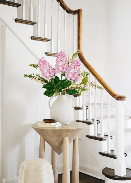 3PCS Fake Flowers Hydrangea Artificial Flowers 28" Long Stem Pink Faux Flowers for Vase, Real Touch Silk Flowers Décor for Floral Arrangement Home Farmhouse Office Hotel Decoration