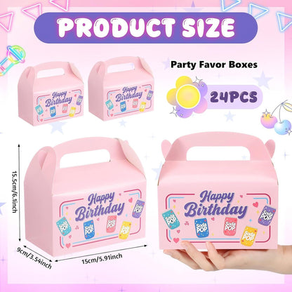 24 Pack Soda Pop Theme Birthday Party Favor Pink Paper Gift Boxes