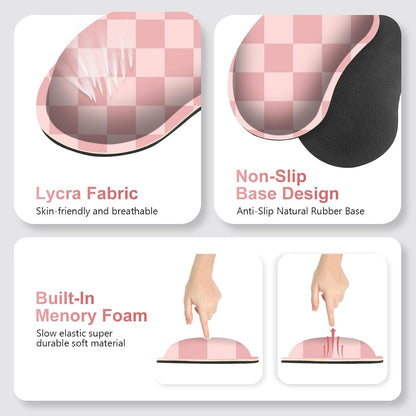 Soft Pink Checkerboard Mouse Pad Set, 4 in1 Ergonomics Keyboard Desk Mat with Memory Foam Wrist Rest, Extended Game Mousepad, Non-Slip Large Gaming Desk Pad Matt Easy Typing Pain Relief