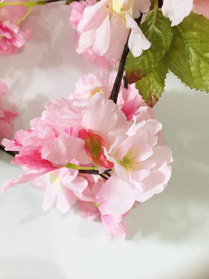 Artificial Cherry Blossom Vine Hanging Plants Faux Sakura Garland Fake Oriental Cherry Wreath Artificial Flower 5.8 FT Light Pink